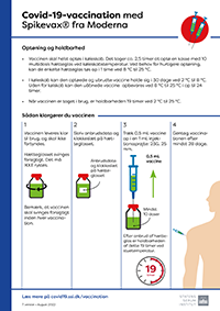 Lille billede af information til vaccinator om covid-19-vaccine fra Moderna