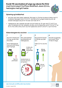 Lille billede af information om optøning og blanding af covid-19-vaccine fra Pfizer-BioNTech