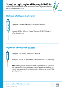 Lille billede af information om hvilke sprøjter og kanyler der skal anvendes til Pfizer-BioNTech covid-19-vaccine