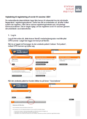 Screendump af vejledning til registrering i DDV